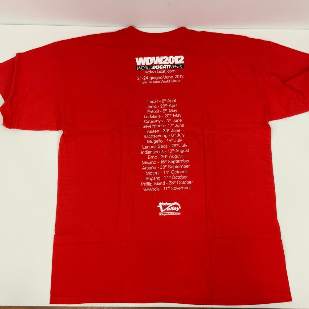 New Ducati Corse Tribuna 2012 MotoGP Racing Rossi & Hayden T-Shirt Sz XL - Picture 4 of 13